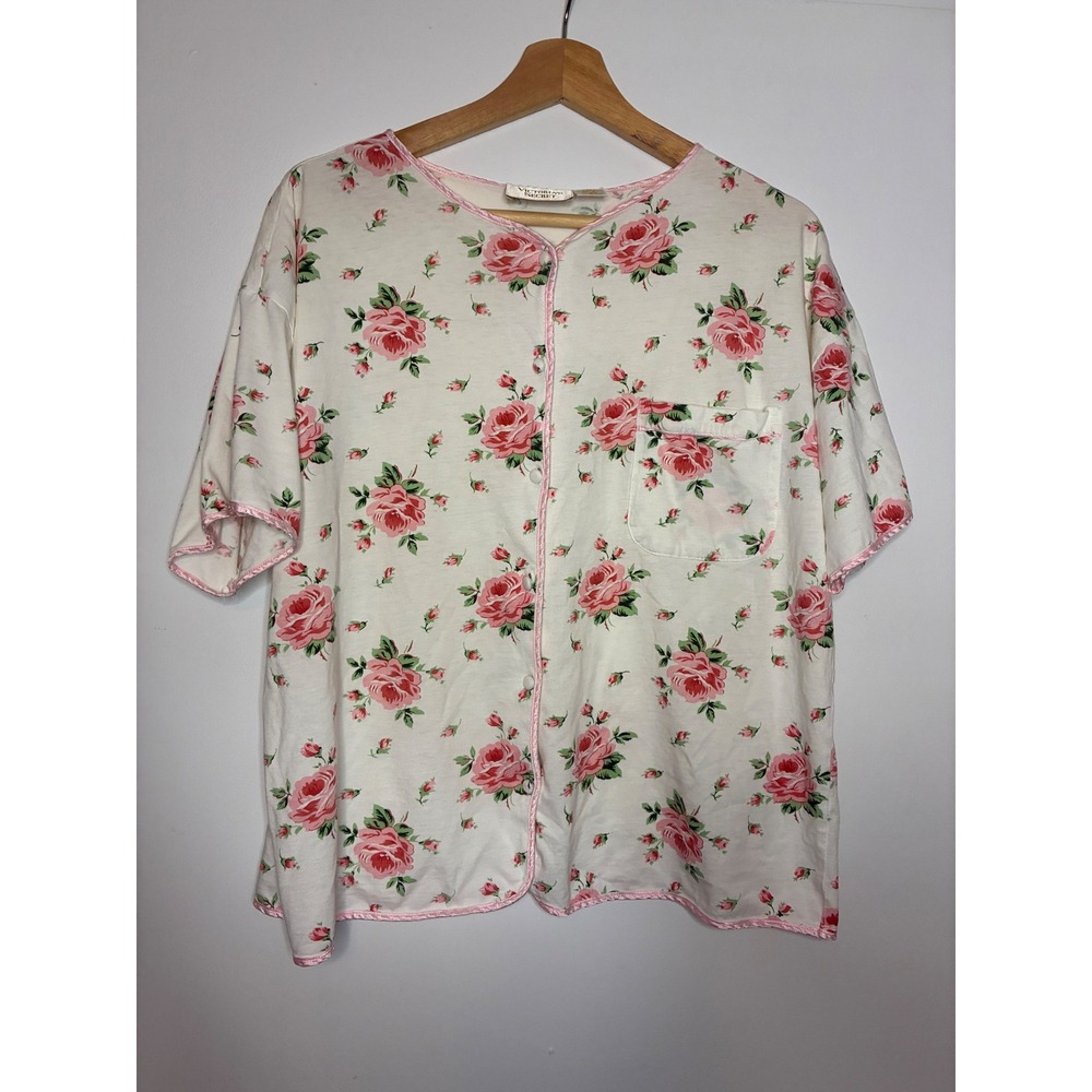 Victoria's Secret Gold Label Pajama Top Women S Rose Floral Vintage Cotton 54867